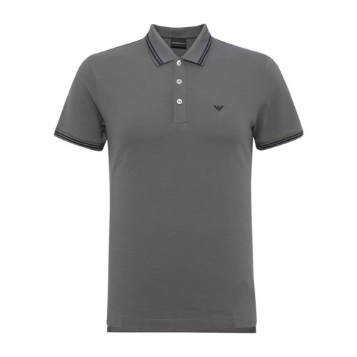 Emporio Armani/安普里奧阿瑪尼 新款鷹標條紋拼接深灰色男士短POLO 8N1F30_1JPTZ_0635
