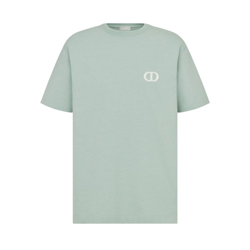 DIOR/迪奧 22年早春新款 男士綠色純棉白色CD圖標刺繡寬松版型短袖T恤943J605A0554_C670