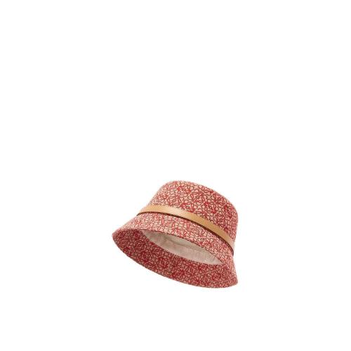  LOEWE羅意威 22年秋冬 女士 帽子 Anagram bucket hat in jacquard and calfskin K820HB1X07-7