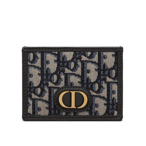DIOR/迪奧  經(jīng)典藍(lán)色老花刺繡帆布拼接小牛皮卡片夾S2098UTZQ_M928