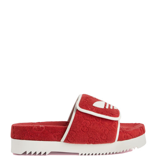 GUCCI/古馳 22年秋冬新款 adidas聯(lián)名系列 男士紅色棉質(zhì)海綿老花壓花防水臺拖鞋702412UU0106560