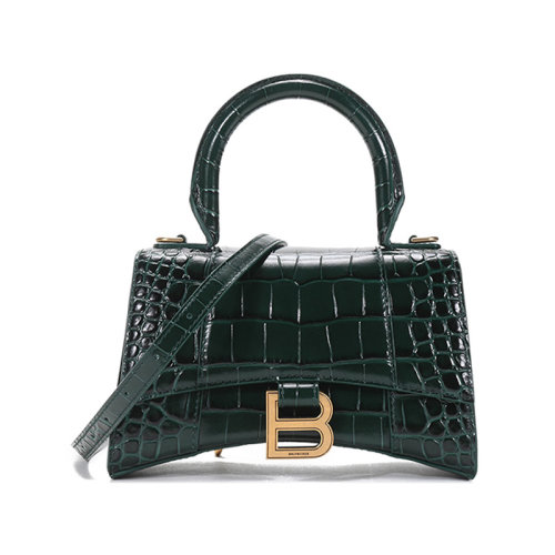 Balenciaga/巴黎世家 女士鱷魚(yú)紋超小號(hào)牛皮Hourglass手提單肩斜挎包592833 1LRGM