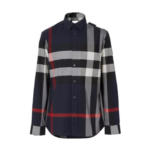  BURBERRY 22年秋冬 男士 格紋彈力棉府綢襯衫 80181111