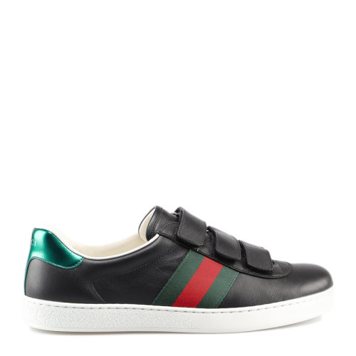 GUCCI/古馳 Ace系列 男士黑色經(jīng)典條紋裝飾牛皮休閑鞋運動鞋低幫板鞋男鞋 548699-DOPE0-1061