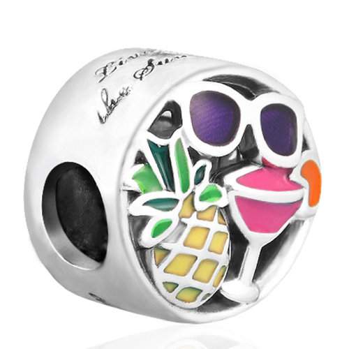 PANDORA/潘多拉 女士多色拼色925銀鑲琺瑯夏日時光DIY手鏈珠子串飾串珠 792118ENMX