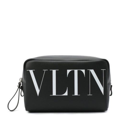 Valentino/華倫天奴 男士黑色經(jīng)典字母徽標印花鉚釘裝飾拉鏈開合手拿包手包腕包男包 UY2P0534-LVN-0NO