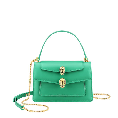 BVLGARI/寶格麗 ALEXANDER WANG X BVLGARI聯(lián)名 女士綠色小號小牛皮翻蓋雙蛇頭扣單肩斜挎包291888