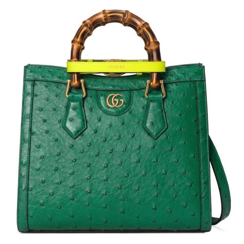  GUCCI古馳 22年秋冬 女士 Gucci Diana系列小號鴕鳥皮竹節(jié)托特包 660195 EY0KT 3177