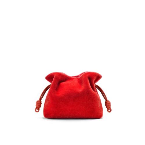  LOEWE羅意威 22年秋冬 女士 手拿包 Flamenco clutch in mohair and calfskin A643FC1X03-7120
