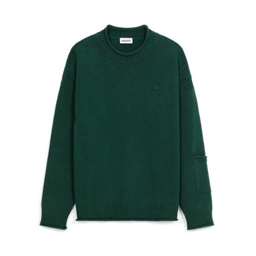  KENZO/高田賢三 男士綠色羊毛針織衫/毛衣 FB65PU6303TB 53 PLFSX