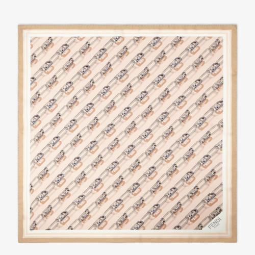  FENDI芬迪 22年秋冬 女士 圍巾 淡粉紅色有機桑蠶絲圍巾 FXT091ALSMF0QF7