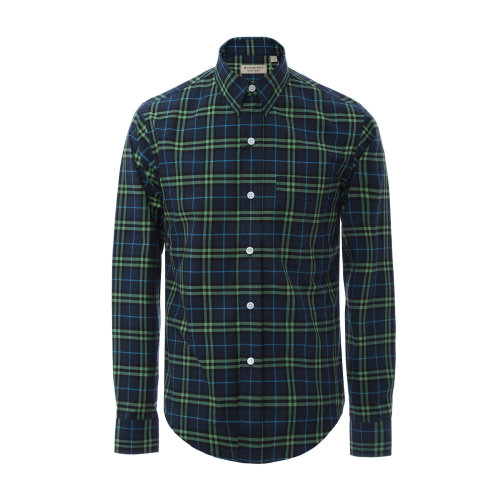 純棉藍(lán)綠格紋男士長袖襯衫 BURBERRY/博柏利 巴寶莉 男士襯衫 男上裝