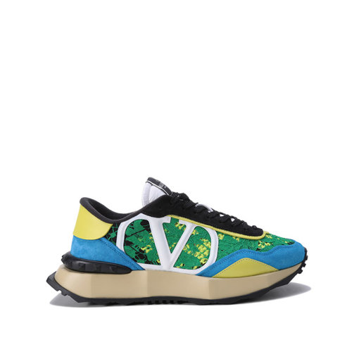 Valentino/華倫天奴 【22春夏新款】 男士織物配皮Lacerunner蕾絲網(wǎng)眼系帶休閑運(yùn)動(dòng)鞋 XY2S0F28 ZUX