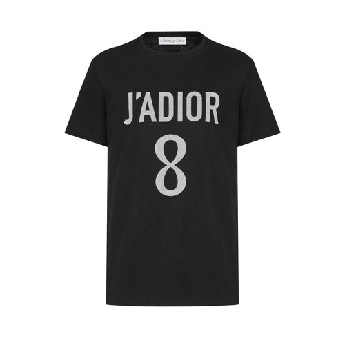 DIOR/迪奧 22年早春新款 女士黑色棉麻針織面料J'ADIOR 8印花短袖T恤213T03TC001_X9000