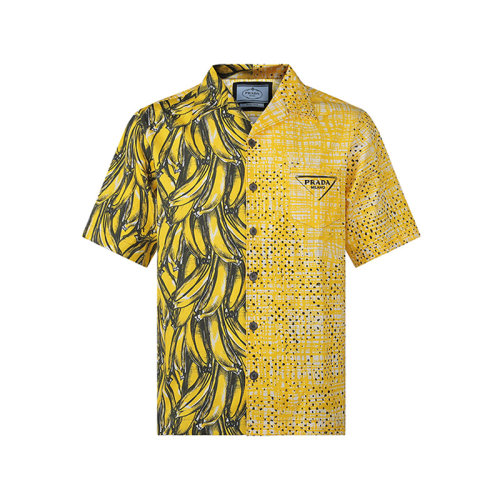 PRADA/普拉達(dá) 【22年新款】 男士棉質(zhì)Double Match寬松版休閑短袖襯衫 UCS406 1ZVH S 2