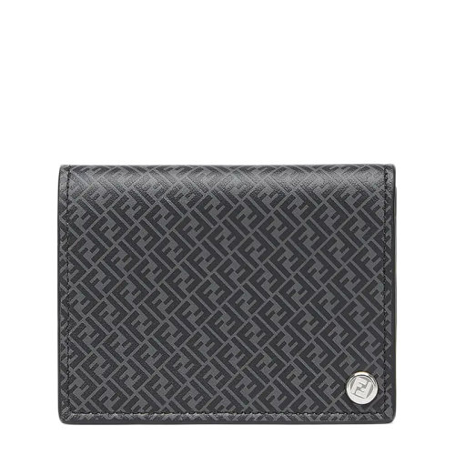 FENDI/芬迪   男士黑色灰色FF圖案印花小牛皮卡包7M0312AGLPF0L6B