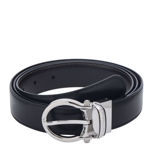 MontBlanc/萬(wàn)寶龍 男士黑色針扣式商務(wù)休閑牛皮腰帶皮帶 105123