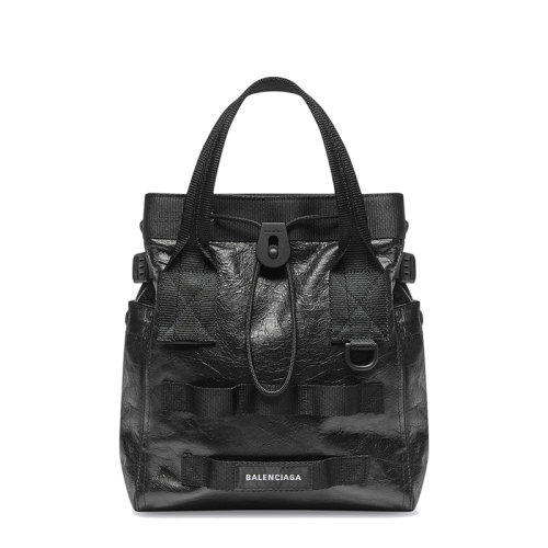 Balenciaga/巴黎世家 22新款A(yù)RMY系列 男士小號(hào)黑色細(xì)紋羊皮革托特手提包6440291VGI71000