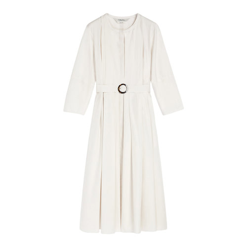 MaxMara/麥絲瑪拉 22年早春新款 SONNI系列 女士象牙白色輕薄純棉府綢長款連衣裙9221072106016