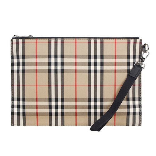 BURBERRY/博柏利 新款經(jīng)典復古格紋男女同款織物/配皮 手拿包 8014989