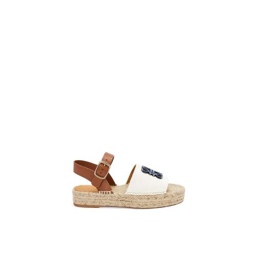  LOEWE羅意威 22年秋冬 女士 平底涼鞋 Anagram espadrille in canvas and calfskin L616283X17