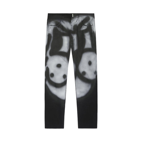 Givenchy/紀(jì)梵希 22年早春新款 Chito聯(lián)名系列 男士黑色棉質(zhì)混紡小狗印花4g logo修身牛仔褲BM50ST5Y1V-001