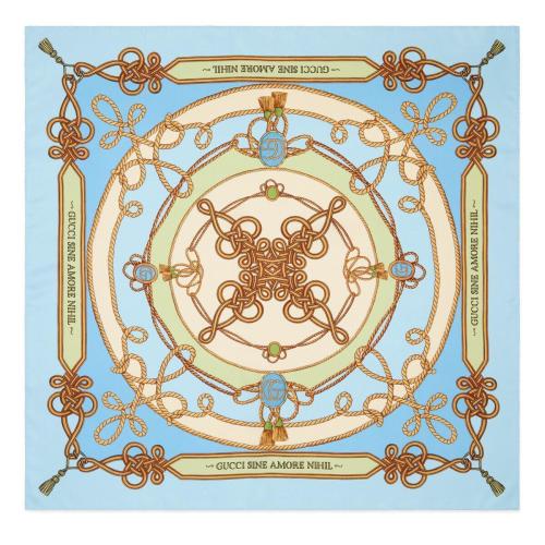  GUCCI古馳 22年秋冬 女士 光影飾帶印花真絲圍巾 703096 3G001 4969