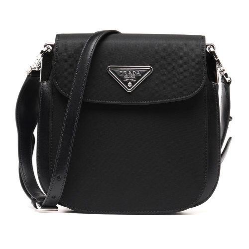 PRADA/普拉達金屬三角徽標織物/配皮女士單肩包斜挎包1BD2592DL