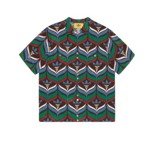  GUCCI古馳 22年秋冬 男士 adidas x Gucci聯(lián)名系列Trefoil印花保齡球衫 702467 ZAJOV 2054