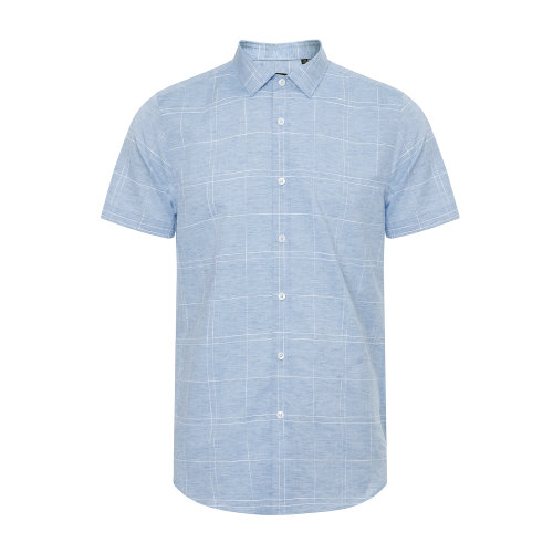 DIDIBOY/迪迪博邇商務(wù)格紋短襯清爽夏季薄款襯衫百搭舒適透氣單品男士短袖襯衫