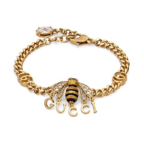  GUCCI古馳 22年秋冬 女士 飾蜜蜂吊墜和手寫體GUCCI手鏈 681597 I6656 8097