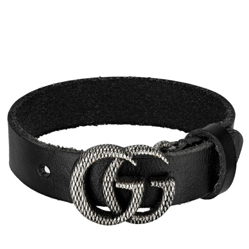GUCCI/古馳  黑色 雕刻雙G皮革表帶 648702J52449263