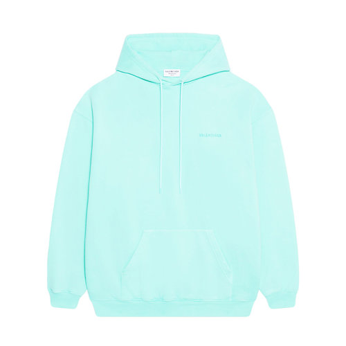 Balenciaga/巴黎世家 22年早春新款 男女同款淺綠色純棉LOGO連帽衛(wèi)衣578135TLVB83062