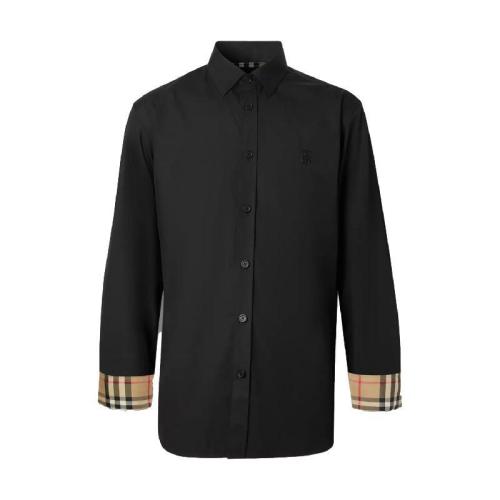  BURBERRY 22年秋冬 男士 修身剪裁專屬標識圖案彈力棉府綢襯衫 80323051