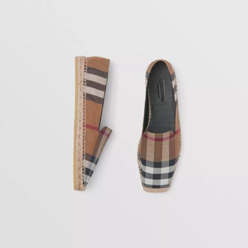  BURBERRY 22年秋冬 女士 格紋棉質(zhì)麻編鞋 80504561