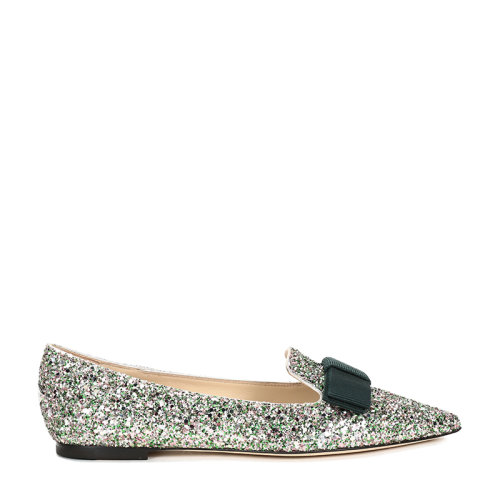 Jimmy Choo/周仰杰 女士閃光面料尖頭平底鞋單鞋 GALA CGF