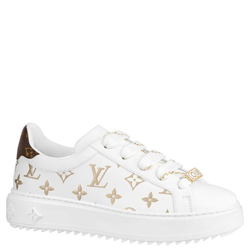 Louis Vuitton/路易威登 22年早春新款 TIME OUT系列 女士金色老花壓花小牛皮運(yùn)動(dòng)鞋1A9HAR