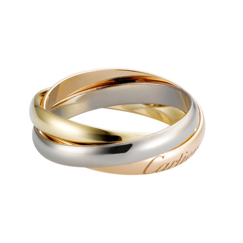CARTIER/卡地亞 TRINITY系列 18K金白金黃金玫瑰金三色三環(huán)窄款戒指 B4086100