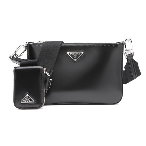 PRADA/普拉達(dá)三角徽標(biāo)漆皮牛皮革單肩包2VH129ZO6