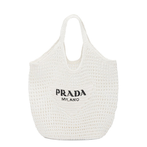PRADA/普拉達 22新款 女士白色酒椰纖維解構式廓形單肩手提托特包1BG424_2A2T_F0009_V_OOO