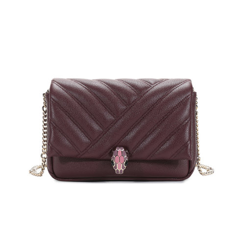 BVLGARI/寶格麗  女士迷你款SERPENTI CABOCHON系列粒面牛皮蛇頭扣單肩斜挎包腰包手拿包 290648