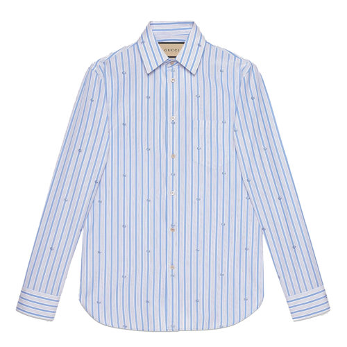 GUCCI/古馳 男士淺藍色修身棉質(zhì)襯衫 659875ZAGV59018