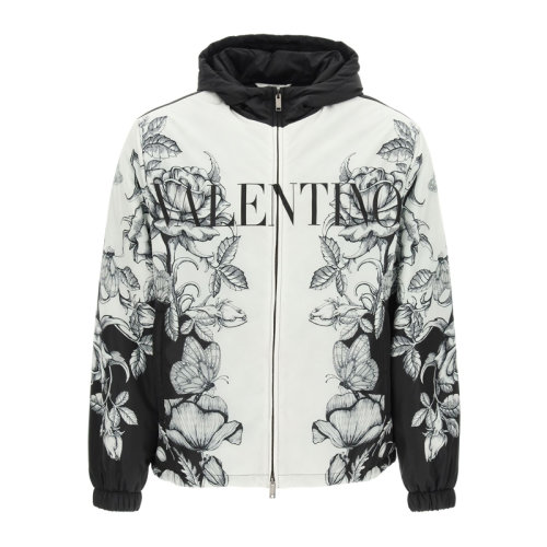 Valentino/華倫天奴 男士拼色聚酰胺經(jīng)典字母徽標(biāo)花卉印花長(zhǎng)袖上衣外套夾克連帽衫 WV3CI369-7J7-C21
