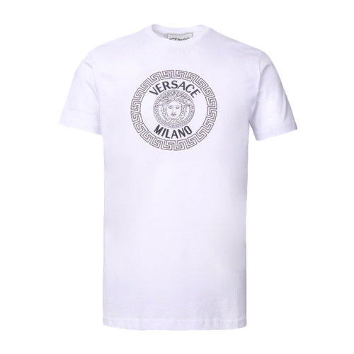 VERSACE/范思哲 男士純色棉質(zhì)經(jīng)典字母徽標(biāo)美杜莎頭像裝飾圓領(lǐng)上衣短袖T恤 A85161-A228806 多色可選
