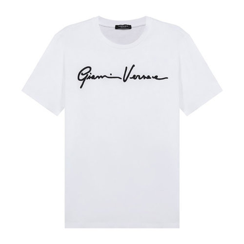 VERSACE 范思哲 女士 服裝  黑色字母印花棉質(zhì)半袖T恤 女士短袖T恤