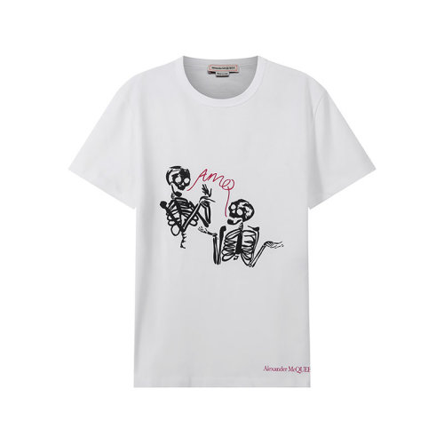 Alexander McQueen/亞歷山大麥昆【22春夏新款】男士棉質(zhì)圓領(lǐng)短袖T恤 682529 QSZ61