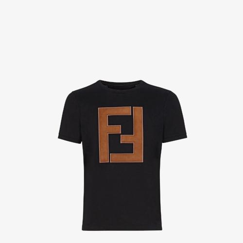  FENDI芬迪 22年秋冬 男士 短袖T恤 黑色棉質(zhì)T恤 FY0894A2BNF0QA1