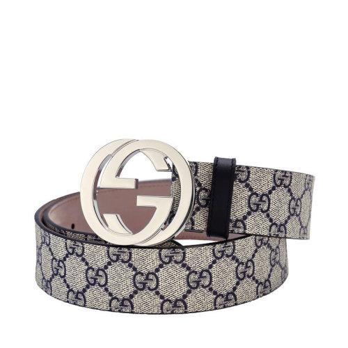 GUCCI/古馳  男士烏木色人造革雙G印花時尚休閑板扣皮帶褲帶腰帶 411924-KGDHN 多色可選