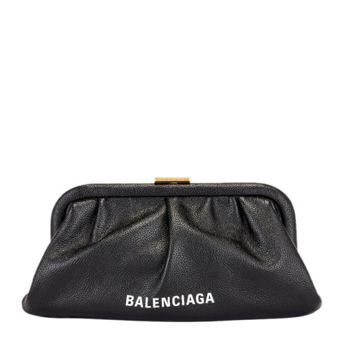 Balenciaga/巴黎世家 女士黑色粒面小牛皮字母徽標(biāo)印花云朵包手拿包單肩包斜挎包女包 618895-1IZOM-1000