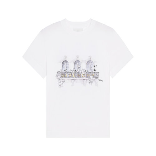 Givenchy/紀(jì)梵希 22年秋冬新款 迪士尼聯(lián)名系列 女士白色純棉斑點狗印花短袖T恤BW707Z3ZAQ-100